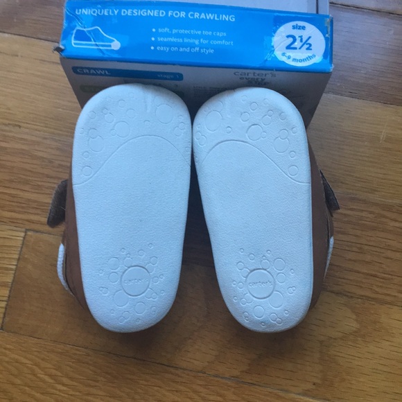 NWT Carters Every Step Brown Nautical Baby Crawling Boat Shoes - Picture 3 of 8